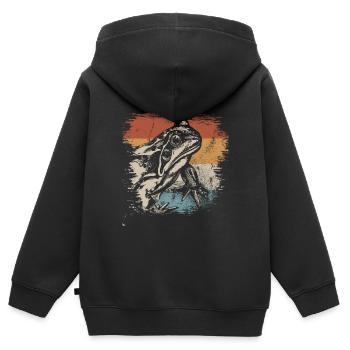 Frosch - Kinder Premium Organic Zip Hoodie - Schwarz - Hinten - AI Model Kid Male (0cm)
