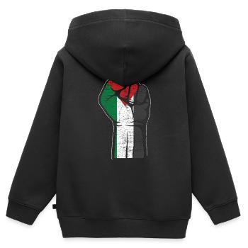 Palestine - Sweat Premium à capuche zippé enfant bio - noir - Dos - AI Model Kid Male (0cm)