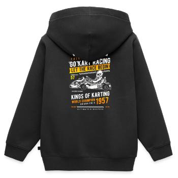 Go Kart Rennfahrer Motorsport Geschenkidee - Kinder Premium Organic Zip Hoodie - Schwarz - Hinten - AI Model Kid Male (0cm)