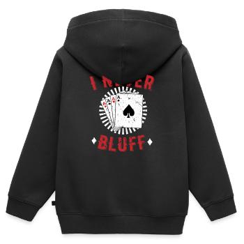 Cartes de jeu de poker - Sweat Premium à capuche zippé enfant bio - noir - Dos - AI Model Kid Male (0cm)