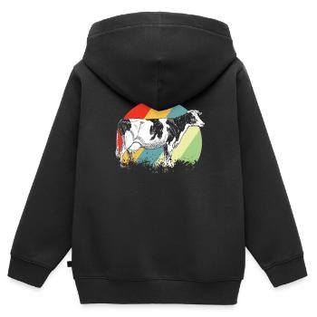 Vache - Sweat Premium à capuche zippé enfant bio - noir - Dos - AI Model Kid Male (0cm)