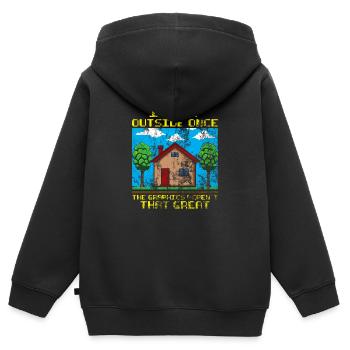 Ich ging nach draußen, Grafik war nicht sehr verzweifelt - Kinder Premium Organic Zip Hoodie - Schwarz - Hinten - AI Model Kid Male (0cm)