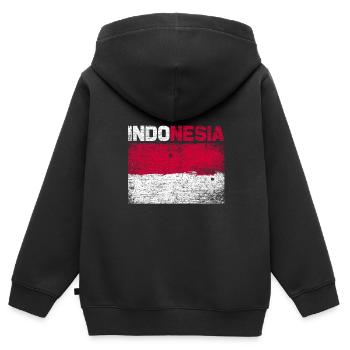 Indonesien - Kinder Premium Organic Zip Hoodie - Schwarz - Hinten - AI Model Kid Male (0cm)