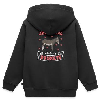 Esel Landei Mädchen - Kinder Premium Organic Zip Hoodie - Schwarz - Hinten - AI Model Kid Male (0cm)