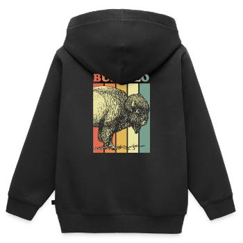 buffle - Sweat Premium à capuche zippé enfant bio - noir - Dos - AI Model Kid Male (0cm)