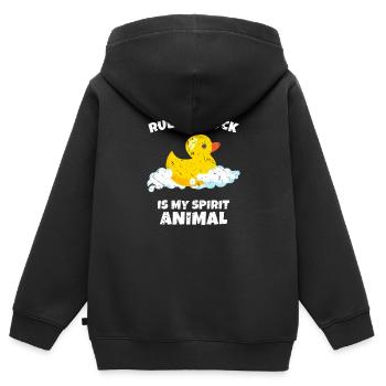Badeente Quietscheente Spiritualität - Kinder Premium Organic Zip Hoodie - Schwarz - Hinten - AI Model Kid Male (0cm)