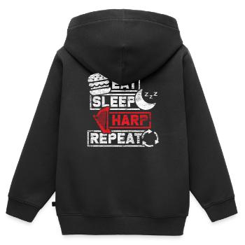 Harfe - Kinder Premium Organic Zip Hoodie - Schwarz - Hinten - AI Model Kid Male (0cm)