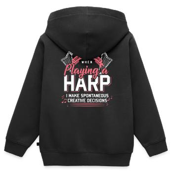 harpe - Sweat Premium à capuche zippé enfant bio - noir - Dos - AI Model Kid Male (0cm)