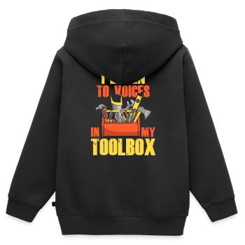 Outil de menu et de menu - Sweat Premium à capuche zippé enfant bio - noir - Dos - AI Model Kid Male (0cm)