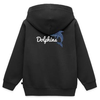 Delphin - Kinder Premium Organic Zip Hoodie - Schwarz - Hinten - AI Model Kid Male (0cm)