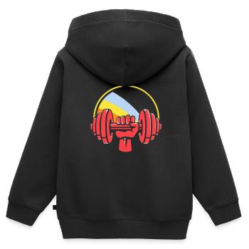 Sport de force - Sweat Premium à capuche zippé enfant bio - noir - Dos - AI Model Kid Male (0cm)