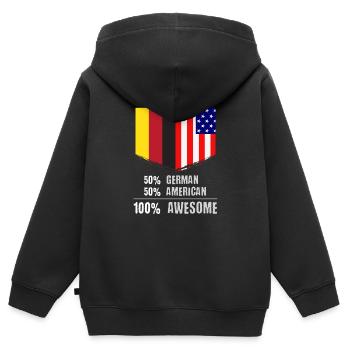 50% allemand 50% américain 100% génial immigrant - Sweat Premium à capuche zippé enfant bio - noir - Dos - AI Model Kid Male (0cm)