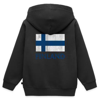 Finnland Skandinavien - Kinder Premium Organic Zip Hoodie - Schwarz - Hinten - AI Model Kid Male (0cm)