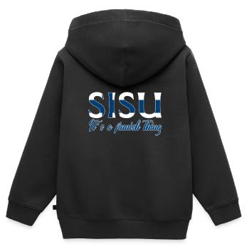 Finlande - Sweat Premium à capuche zippé enfant bio - noir - Dos - AI Model Kid Male (0cm)