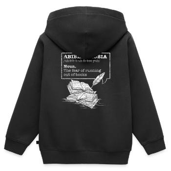 Abibliophobia Geschenk lesen Buch Bücher - Kinder Premium Organic Zip Hoodie - Schwarz - Hinten - AI Model Kid Male (0cm)