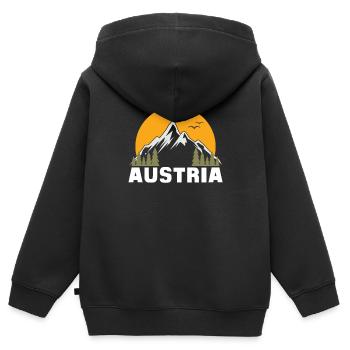 Autriche - Sweat Premium à capuche zippé enfant bio - noir - Dos - AI Model Kid Male (0cm)