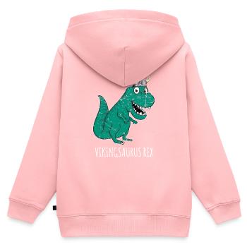 Viking Dino - Sweat Premium à capuche zippé enfant bio - rose - Dos - AI Model Kid Female (0cm)