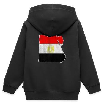 Egypte - Sweat Premium à capuche zippé enfant bio - noir - Dos - AI Model Kid Male (0cm)