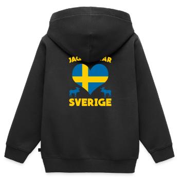 Suède - Sweat Premium à capuche zippé enfant bio - noir - Dos - AI Model Kid Male (0cm)