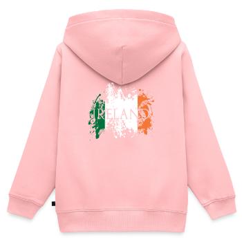 IRELAND Flag Splatter Flag Eire Banner Gift - Sweat Premium à capuche zippé enfant bio - rose - Dos - AI Model Kid Female (0cm)