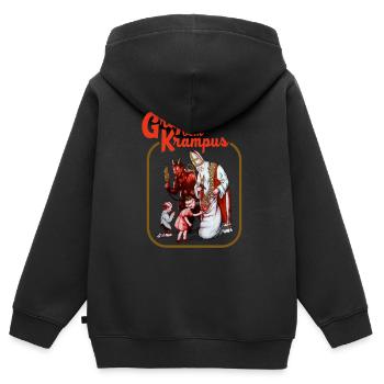 GRUß VOM KRAMPUS RETRO WICKED NIKOLAUS GESCHENK - Kinder Premium Organic Zip Hoodie - Schwarz - Hinten - AI Model Kid Male (0cm)