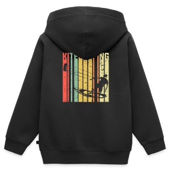 Kitesurfen Sport - Kinder Premium Organic Zip Hoodie - Schwarz - Hinten - AI Model Kid Male (0cm)