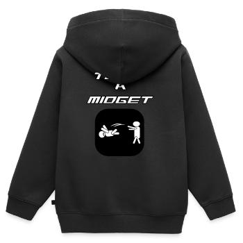 Funny And Awesome Toss Tshirt Design TOSS A MIDGET - Kids Premium Organic Zip-up Hoodie - black - Back - AI Model Kid Male (0cm)