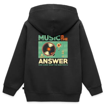 Musik ist die Antwort - Kinder Premium Organic Zip Hoodie - Schwarz - Hinten - AI Model Kid Male (0cm)