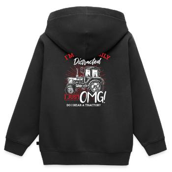 tracteur - Sweat Premium à capuche zippé enfant bio - noir - Dos - AI Model Kid Male (0cm)