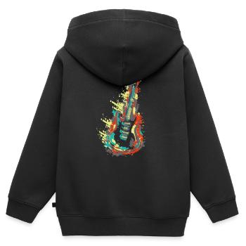 Gitarre Rock'n'Roll - Kinder Premium Organic Zip Hoodie - Schwarz - Hinten - AI Model Kid Male (0cm)