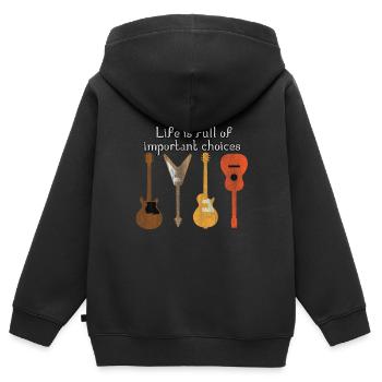 Gitarre E-Gitarre - Kinder Premium Organic Zip Hoodie - Schwarz - Hinten - AI Model Kid Male (0cm)