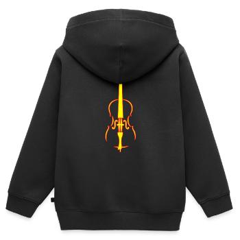 violoncelle - Sweat Premium à capuche zippé enfant bio - noir - Dos - AI Model Kid Male (0cm)