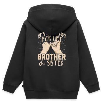 Bruder und Schwester Freunde - Kinder Premium Organic Zip Hoodie - Schwarz - Hinten - AI Model Kid Male (0cm)