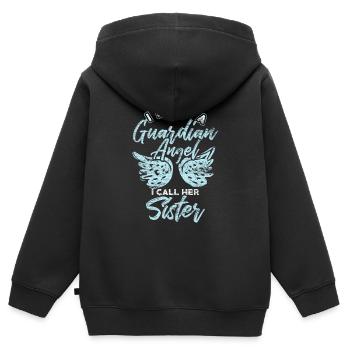 Schwester Beschützer - Kinder Premium Organic Zip Hoodie - Schwarz - Hinten - AI Model Kid Male (0cm)
