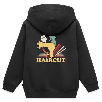 Friseur - Kinder Premium Organic Zip Hoodie - Schwarz - Hinten - AI Model Kid Male (0cm)