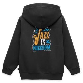 Jazz Musikstil Musik Band Saxophon Geschenk - Kinder Premium Organic Zip Hoodie - Schwarz - Hinten - AI Model Kid Male (0cm)