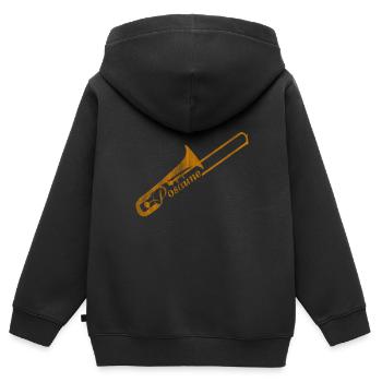 Trombone - Sweat Premium à capuche zippé enfant bio - noir - Dos - AI Model Kid Male (0cm)