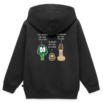 Awesome & Trendy Tshirt Designs Vergleichsspiel - Kinder Premium Organic Zip Hoodie - Schwarz - Hinten - AI Model Kid Male (0cm)