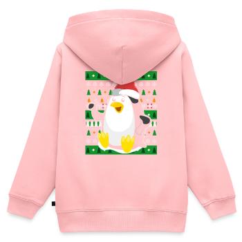 Ugly Christmas Pinguin - Kinder Premium Organic Zip Hoodie - Rosa - Hinten - AI Model Kid Female (0cm)