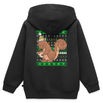 Ugly Christmas Eichhörnchen - Kinder Premium Organic Zip Hoodie - Schwarz - Hinten - AI Model Kid Male (0cm)