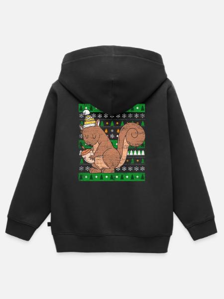 Ugly Christmas Eichhörnchen - Kinder Premium Organic Zip Hoodie - Schwarz
