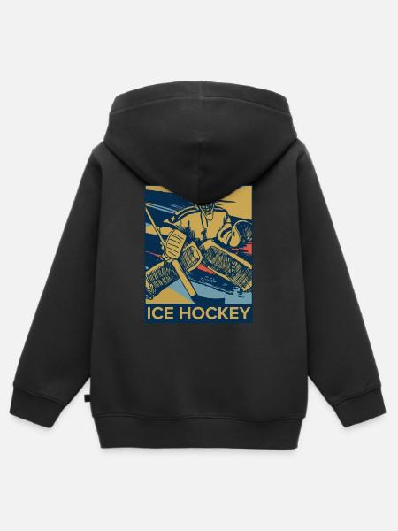 Eishockey - Kinder Premium Organic Zip Hoodie - Schwarz