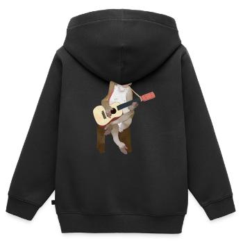 Guitare guitare acoustique Singe motif enfant cadeau - Sweat Premium à capuche zippé enfant bio - noir - Dos - AI Model Kid Male (0cm)
