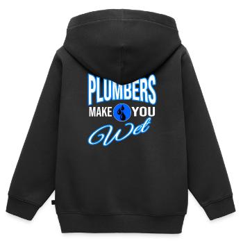 Klempner - Kinder Premium Organic Zip Hoodie - Schwarz - Hinten - AI Model Kid Male (0cm)