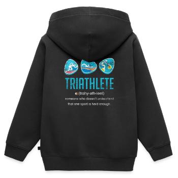 Triathlet Sportler - Kinder Premium Organic Zip Hoodie - Schwarz - Hinten - AI Model Kid Male (0cm)
