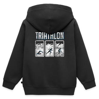 Triathlon Triathlon - Sweat Premium à capuche zippé enfant bio - noir - Dos - AI Model Kid Male (0cm)