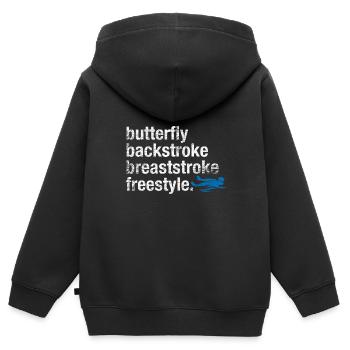 Schwimmen Schwimmer Schwimmstil - Kinder Premium Organic Zip Hoodie - Schwarz - Hinten - AI Model Kid Male (0cm)