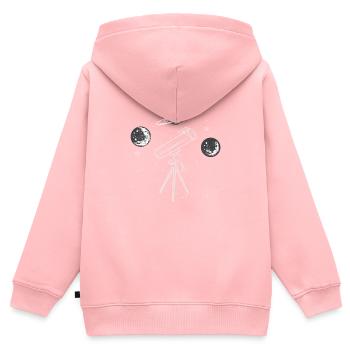 Planète télescope - Sweat Premium à capuche zippé enfant bio - rose - Dos - AI Model Kid Female (0cm)