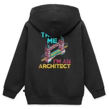 architecte - Sweat Premium à capuche zippé enfant bio - noir - Dos - AI Model Kid Male (0cm)