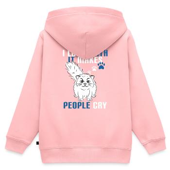Conception de tee-shirt créative avec le texte "I Love Math It - Sweat Premium à capuche zippé enfant bio - rose - Dos - AI Model Kid Female (0cm)